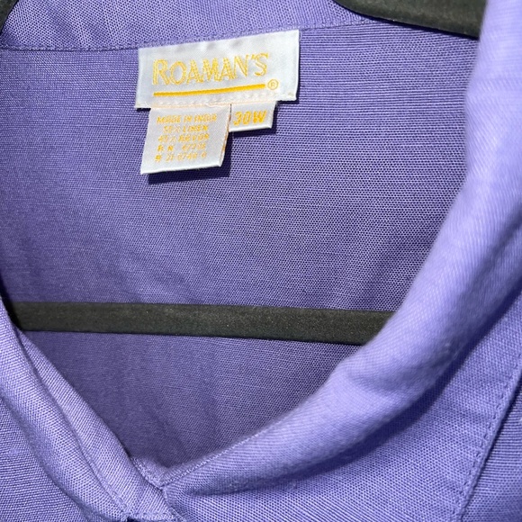 Women’s 30W Roamans tunic top linen/rayon long sleeve w/ embroidery - Picture 2 of 2